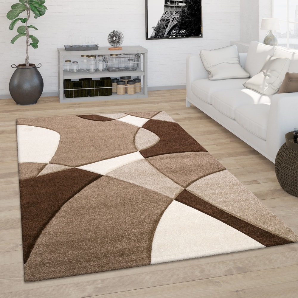 Modern Area Rug Abstract Geometric Pattern with Contour Cut