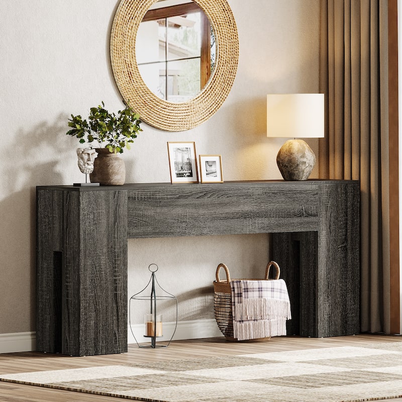 71-Inch Long Console Table for Entryway, Living Room, Rustic Brown - 70.86" L x 13.78" W x 32.3" H