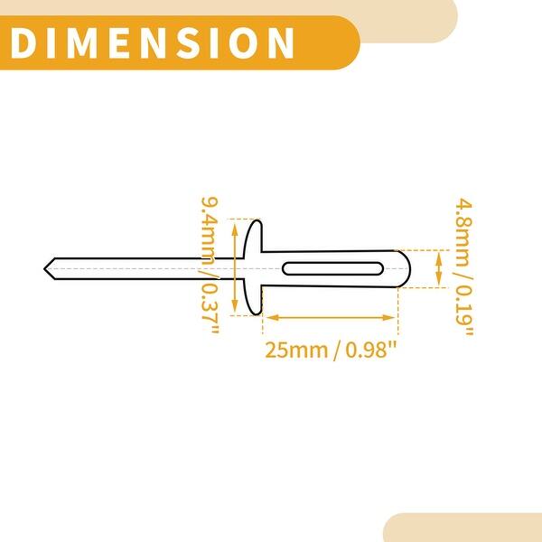 Shower Rivets 50 Pcs Dome Head Tri-fold Rivets Repairing Tool Aluminum Alloy Black 4 ...
