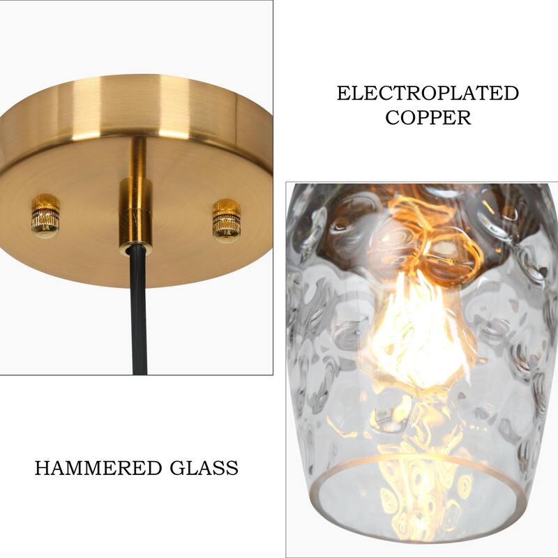 Modern Contemporary Black Gold Hammered Glass Kitchen Island Pendant Light for Dining Room