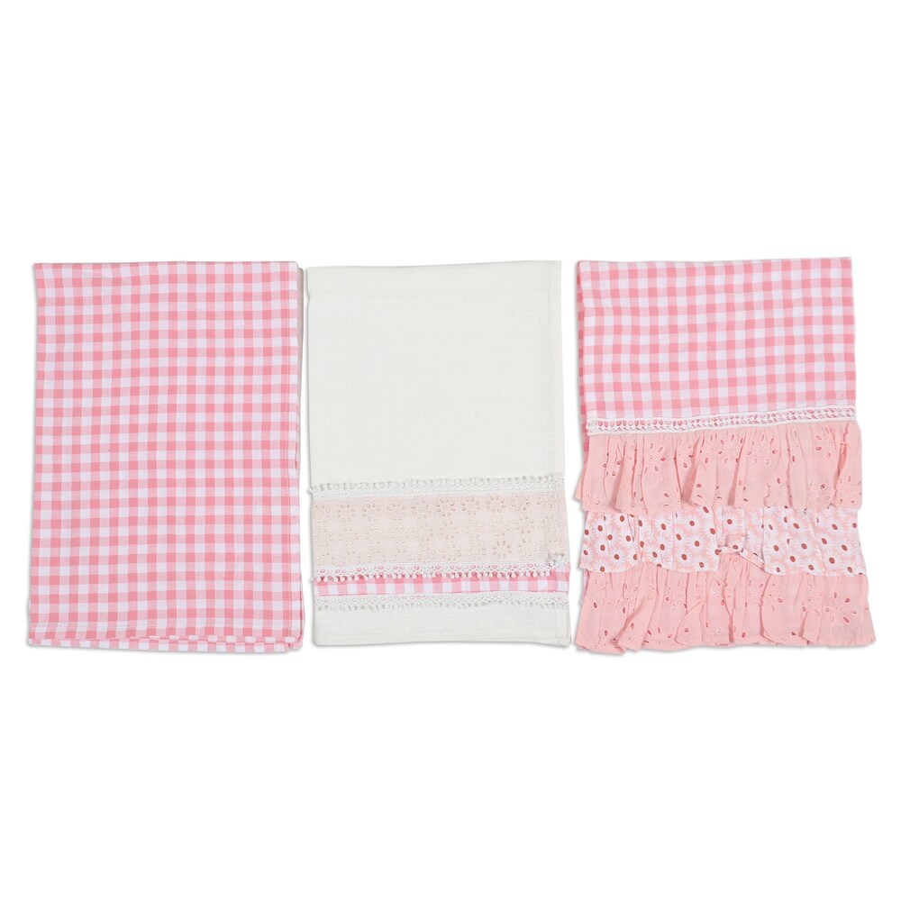 2pk Cotton Flat Weave Striped Kitchen Towels Pink - Threshold™