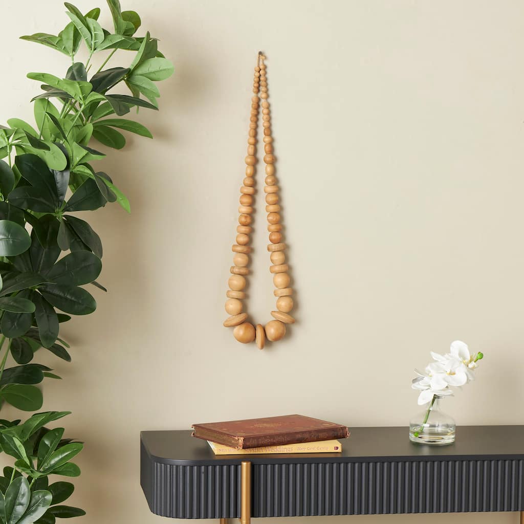 Light Brown or Black Wood Handmade Geometric Beaded Garland Necklace Garland with Tassel