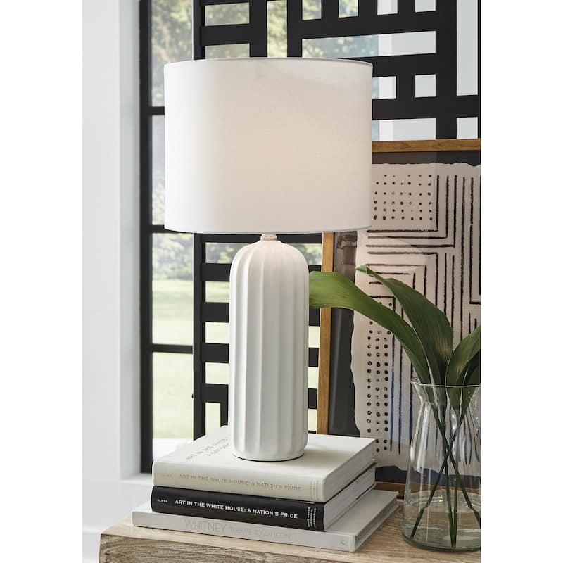 Signature Design by Ashley Clarkland White Table Lamp (Set of 2) - 13"W x 13"D x 25"H