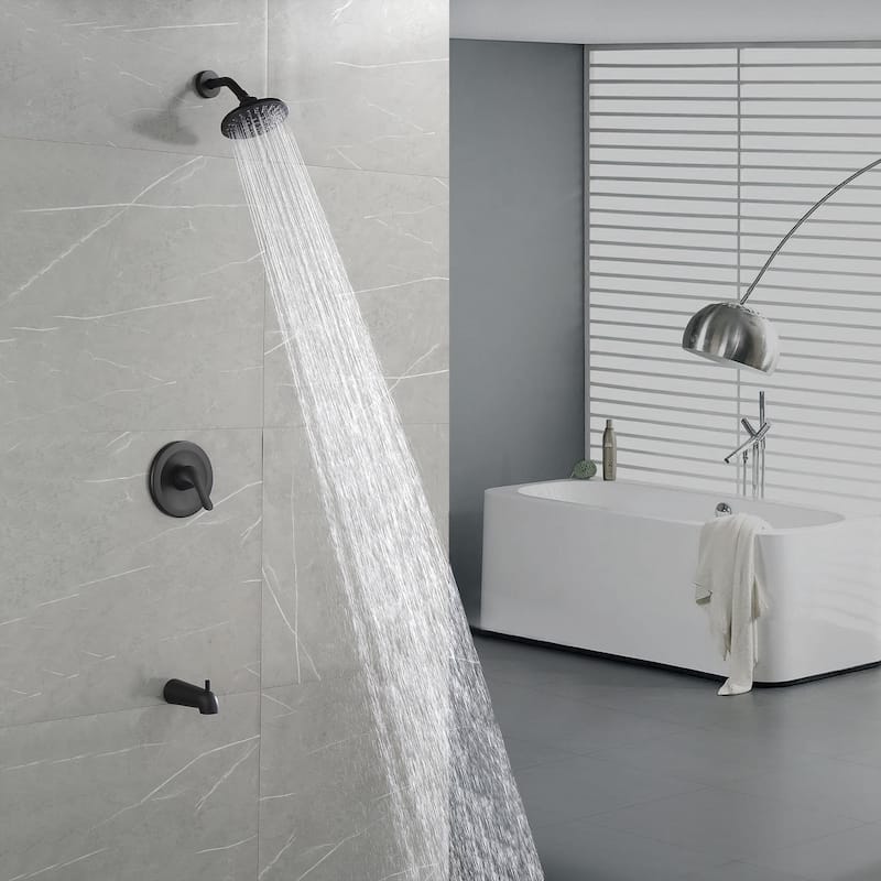 Wall Mount Shower Faucet With Tub Spout Matte Black Shower System Set With Rain Shower Head Tub Shower Trim Kit Set With Valve