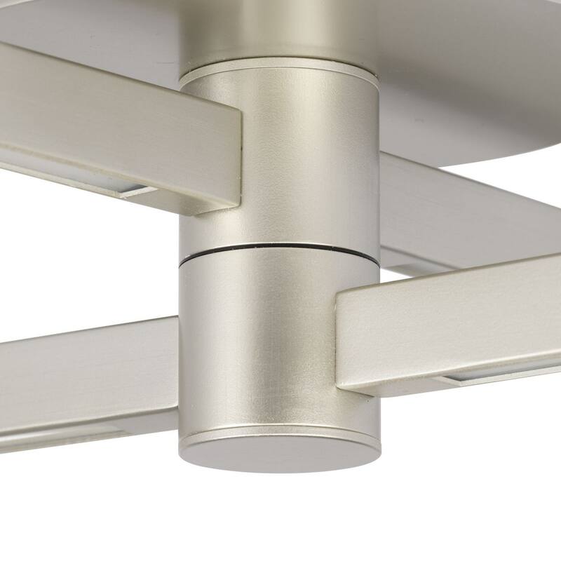 Pivot LED Four-Light Burnished Nickel Modern Semi- Flush or Wall Mount Fixture - 25 in x 25 in x 4.37 in