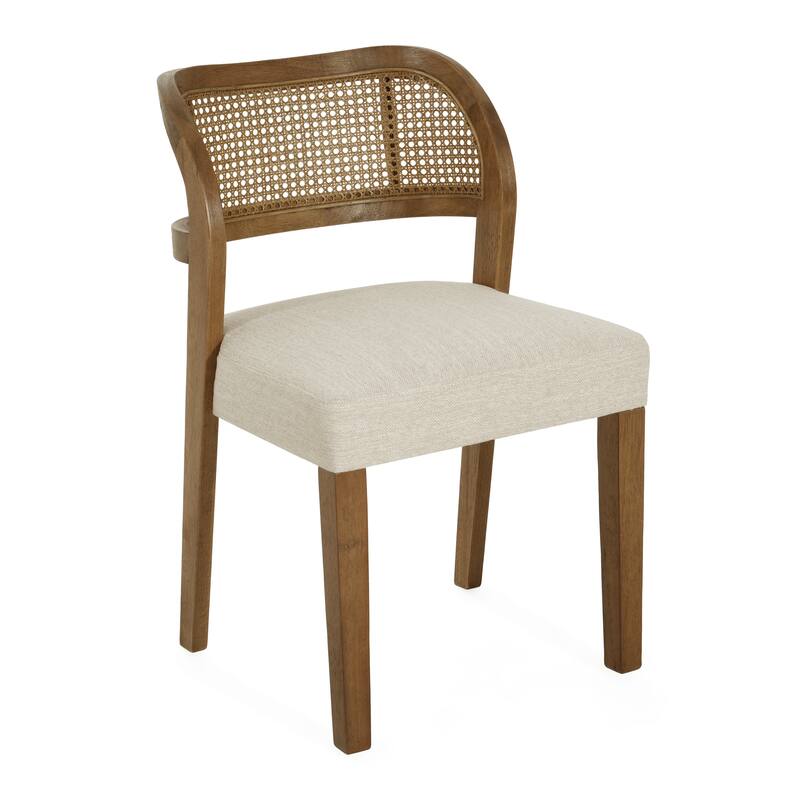 Christopher Knight Home - Minimalist 19.25"W Wood Dining Chairs Set with Hand-Woven Curved Backrest & Upholstered Seat