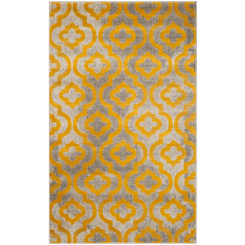 SAFAVIEH Porcello Andrijana Geometric Trellis Area Rug - 3' x 5' - Light Grey/Yellow