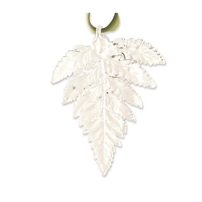 Curata Silver Dipped Real Fern Leaf Decorative Ornament