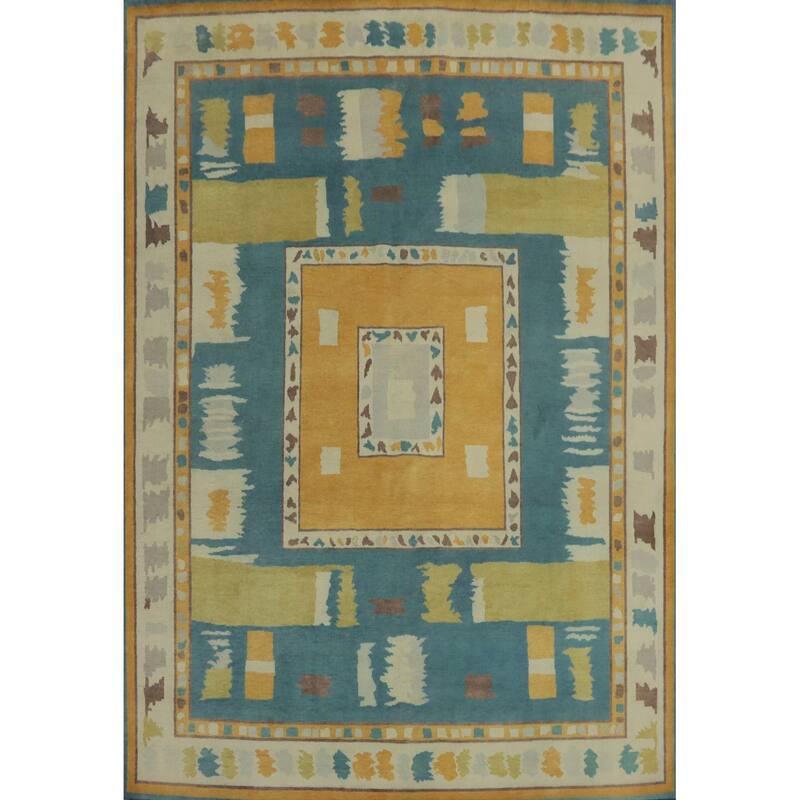 Vegetable Dye Wool Gabbeh Turkish Area Rug Handmade Wool Carpet - 9' 9'' X 8' 2''