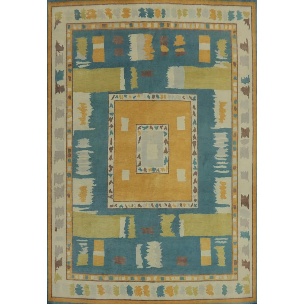 Vegetable Dye Wool Gabbeh Turkish Area Rug Handmade Wool Carpet - 9' 9'' X 8' 2''