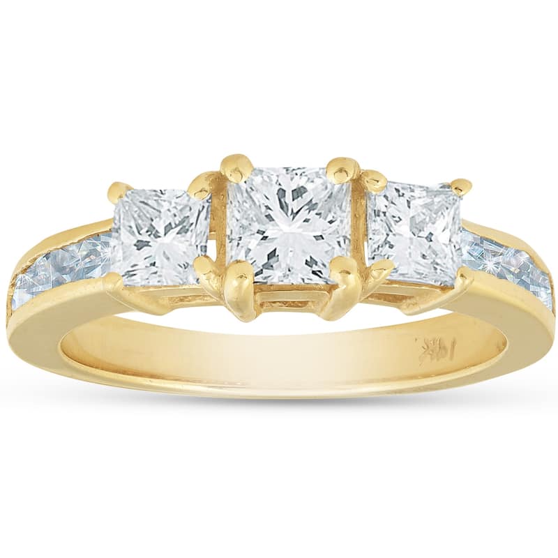 2ct Three Stone Diamond Ring Yellow Gold