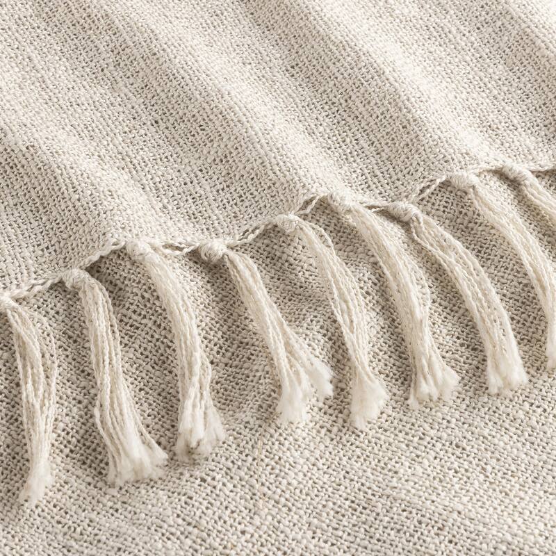 Indigo Road by Egypt Sherrod Olema Loose Weave Tasseled Linen Blend 1-Piece Throw