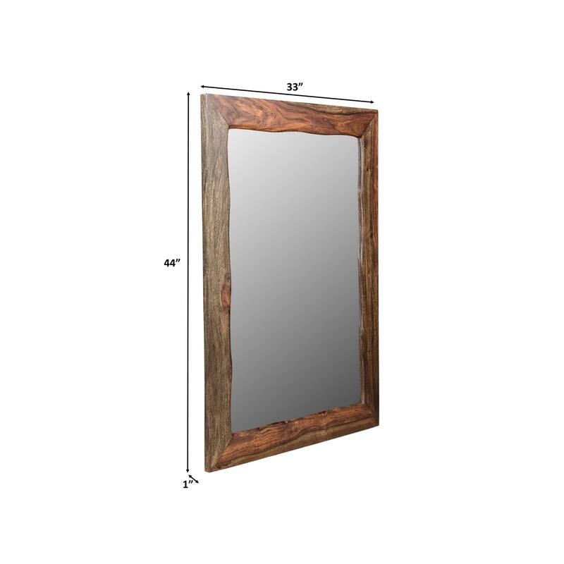 HomeRoots 44" Dark Brown Solid Wood Framed Accent Mirror
