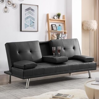 Modern Futon Bed Sofa Couch Convertible Sleeper Faux Leather - Bed Bath ...