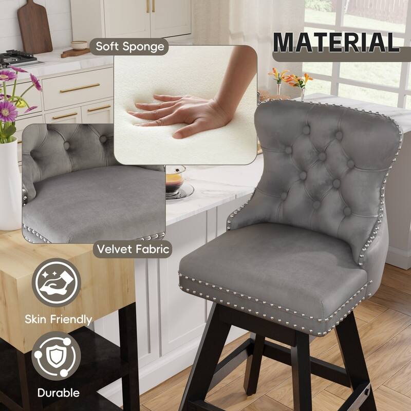 Swivel Velvet Leisure Style Bar stools Set of 8