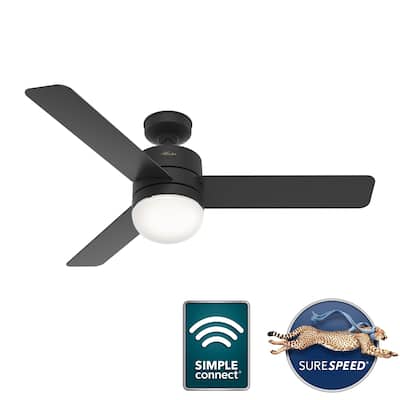 Hunter 54" WiFi Neutron Smart Ceiling Fan with LED Light Kit, Handheld Remote