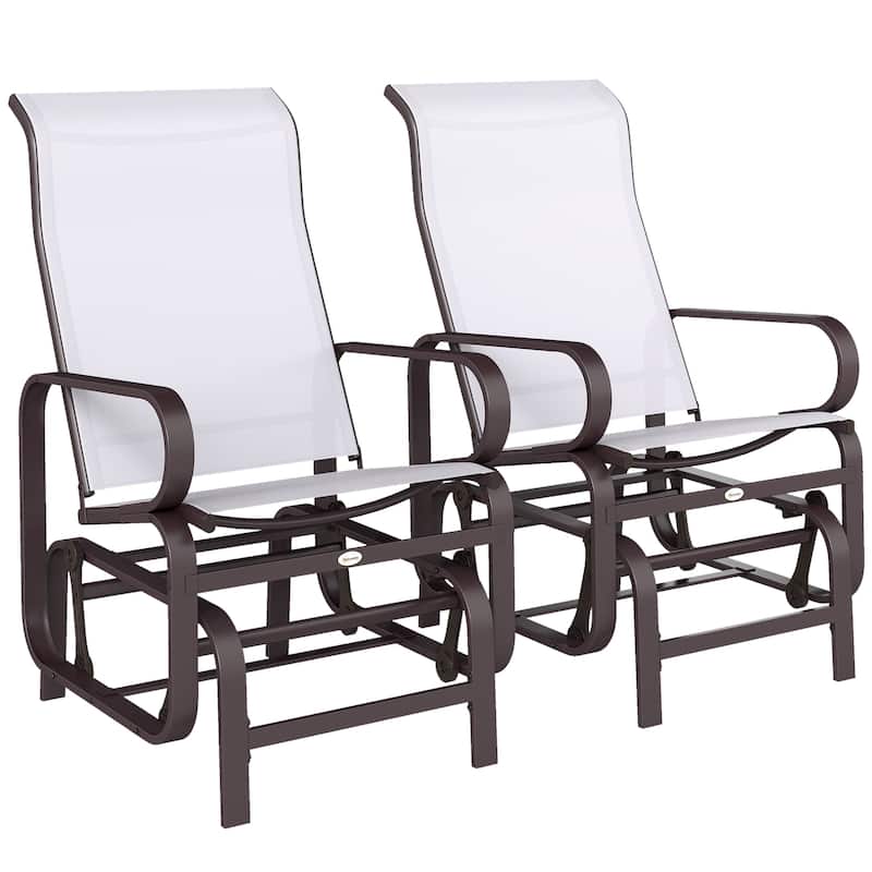 Outsunny Outdoor Glider Chair Set of 2, Gliders for Outside Patio with Smooth Rocking Mechanism