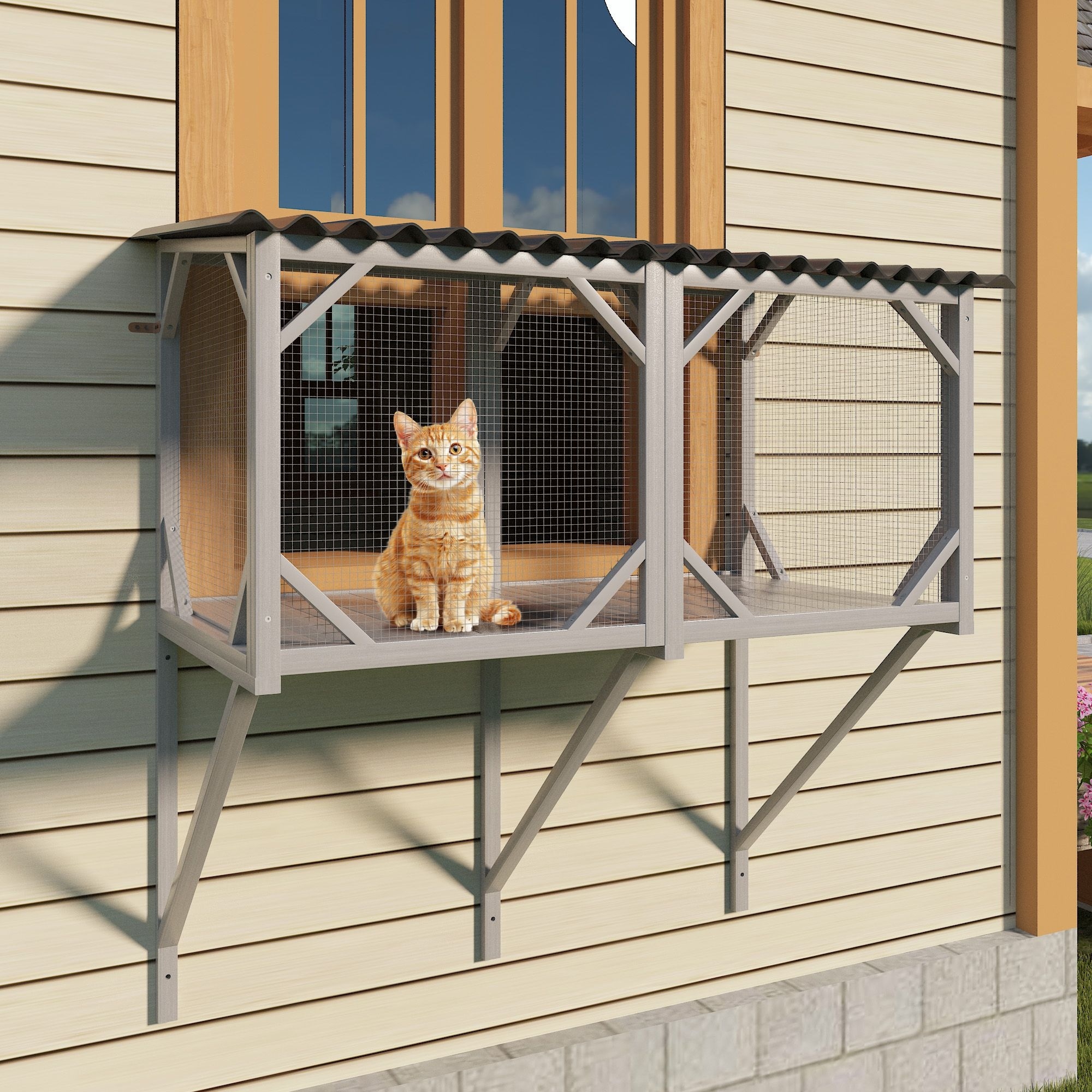 Cat Window Perch for Large Indoor Cats for Sunbathing Napping Overlooking