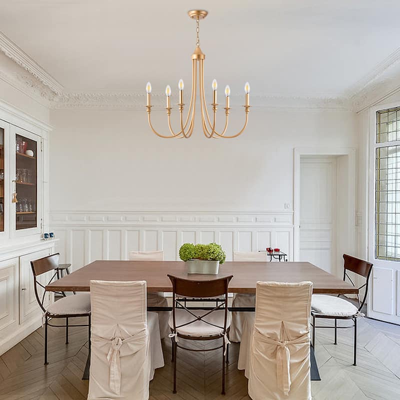 6-Light Farmhouse Antique Candlestick Dining Room Chandelier Fixture