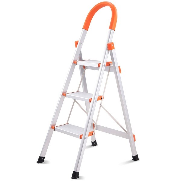 Costway New Non-slip 3 Step Aluminum Ladder Folding Platform Stool 330