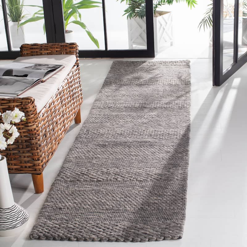 SAFAVIEH Marbella Kevser Wool Rug - 2'3" x 7' Runner - Dark Grey