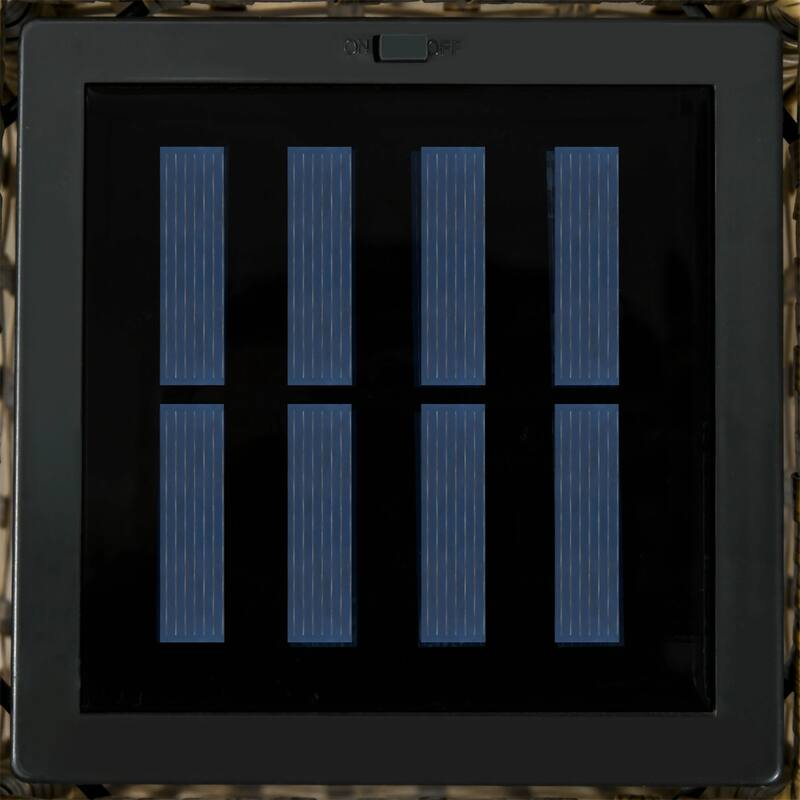 Waterproof Outdoor Solar Floor Lamp with LED Warm Light and Mixed Gray Rattan Design - 8.25" W x 8.25" D x 30.75" H