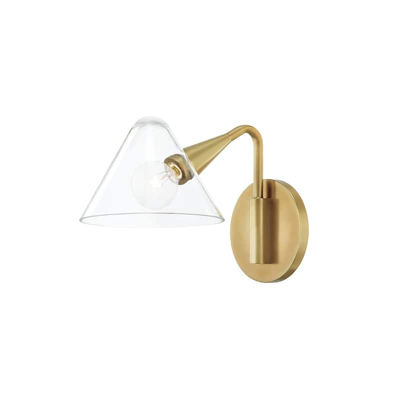 Mitzi by Hudson Valley Isabella 1-light Aged Brass Wall Sconce, Clear Glass