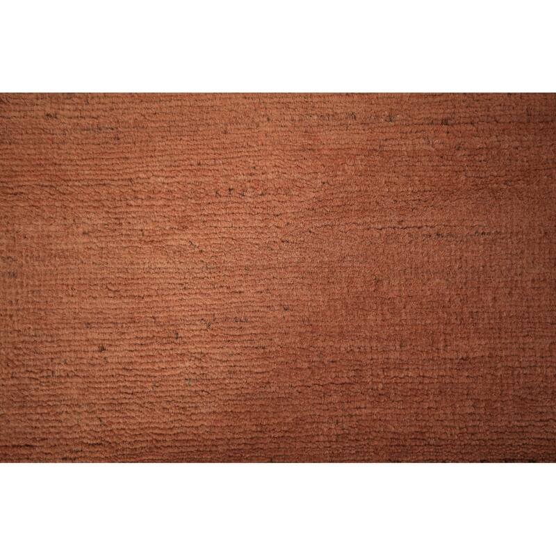 Orange Modern Gabbeh Area Rug Hand-Knotted Wool Carpet - 6'8" x 9'9"