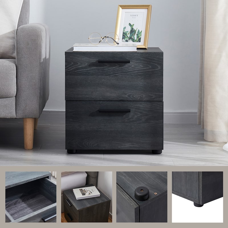 Nestl 2 Drawer Wooden NightStand - 2 Pack