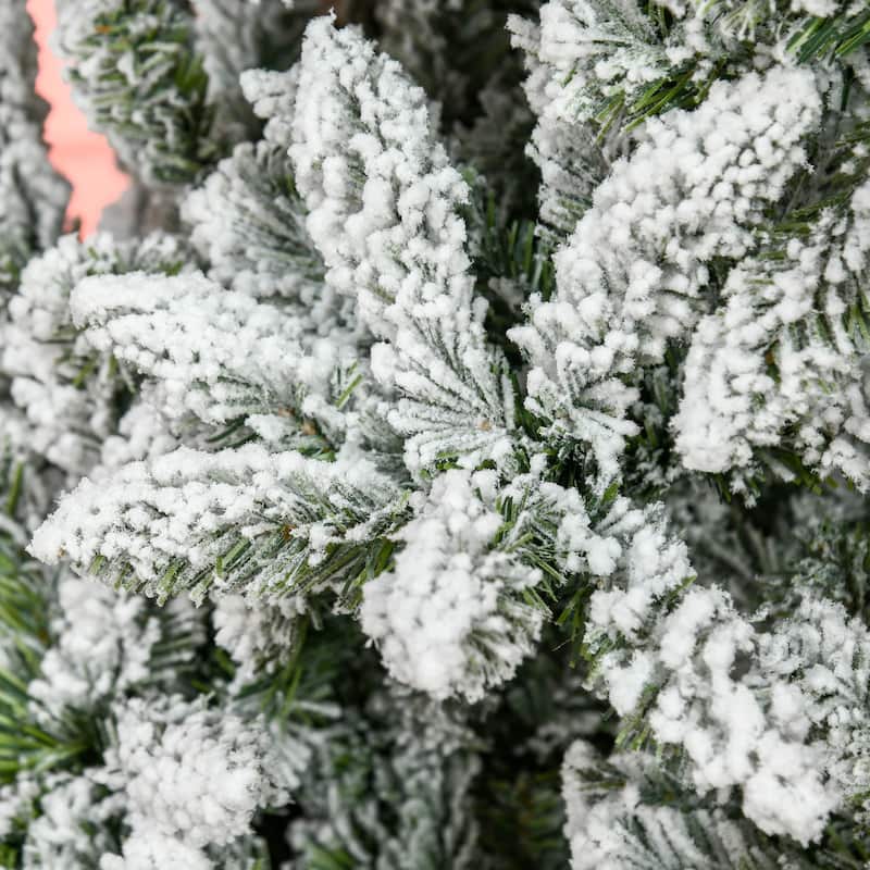 7.5ft/9ft Snow-Flocked Christmas Tree with Realistic Pine Branches & Flame Retardant Base