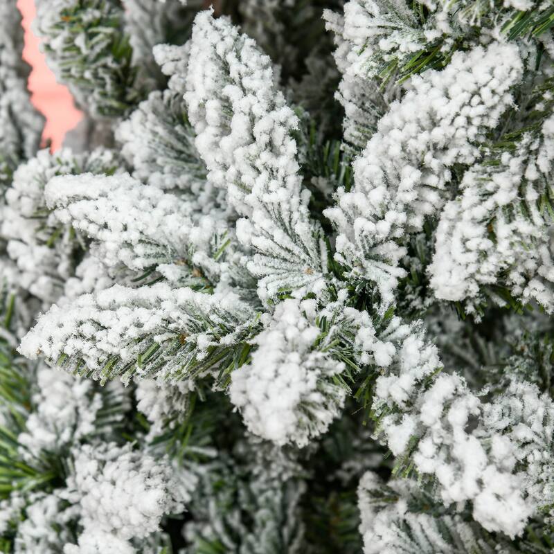 7.5ft Unlit Snow Flocked Pine Tree, Easy Assembly, Realistic Holiday Decor