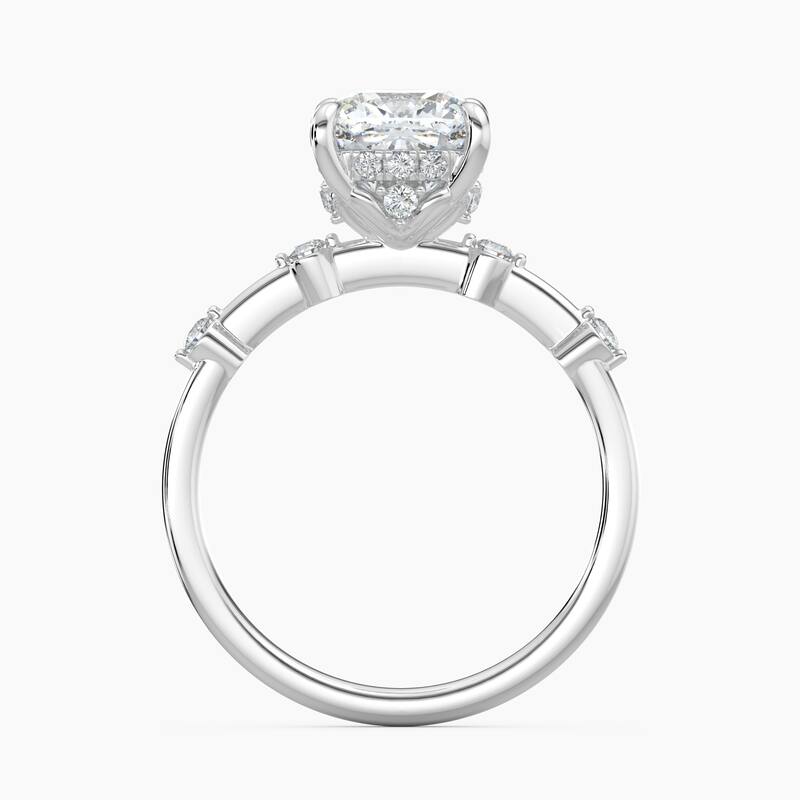 Auriya 14k Gold Petite Diamond Station Cushion Lab Grown Hidden Halo Engagement Ring 1.00 to 5.00 ct. tw.(F-G, VS)
