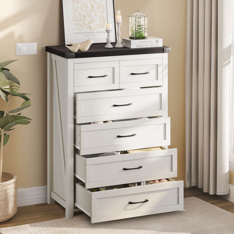 Moasis Rustic 6-drawer Chest Vertical Dresser Storage Tower