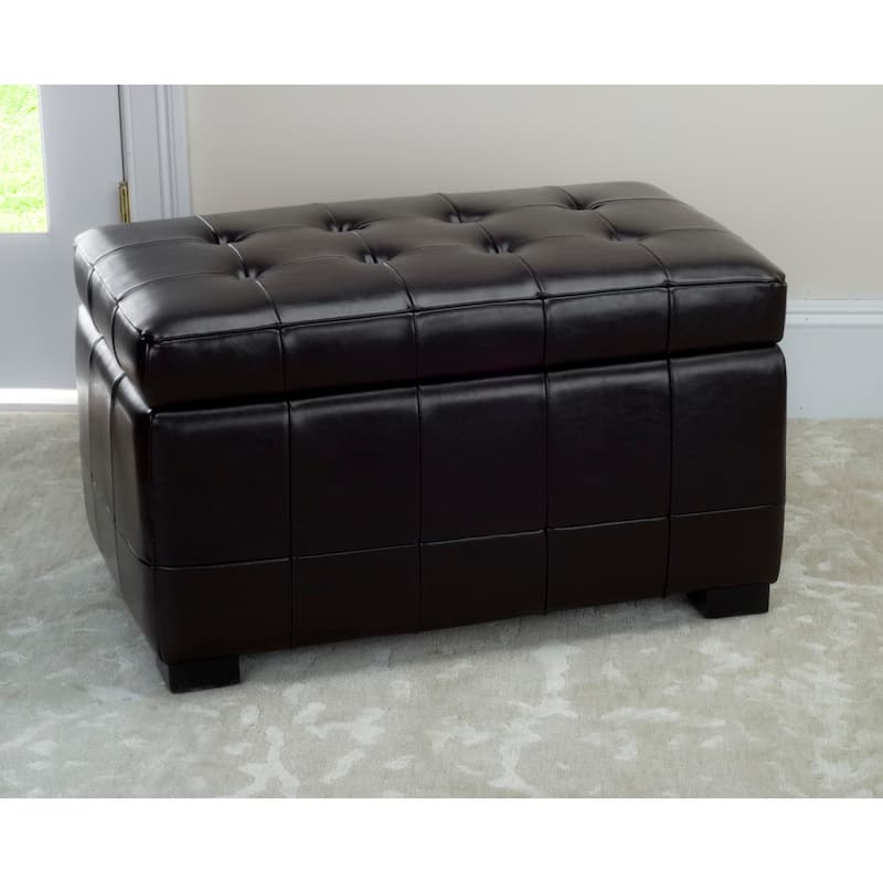 SAFAVIEH Lissa Storage Tufted Ottoman Bench - Brown