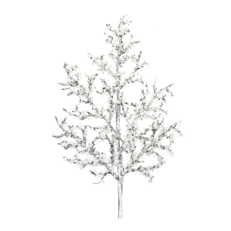 Glittered Twig Branch (Set of 12) - Silver