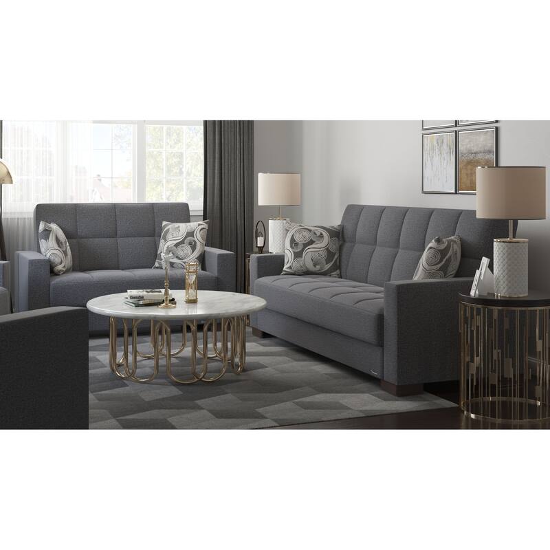 Collection Upholstered Convertible Loveseat With Storage