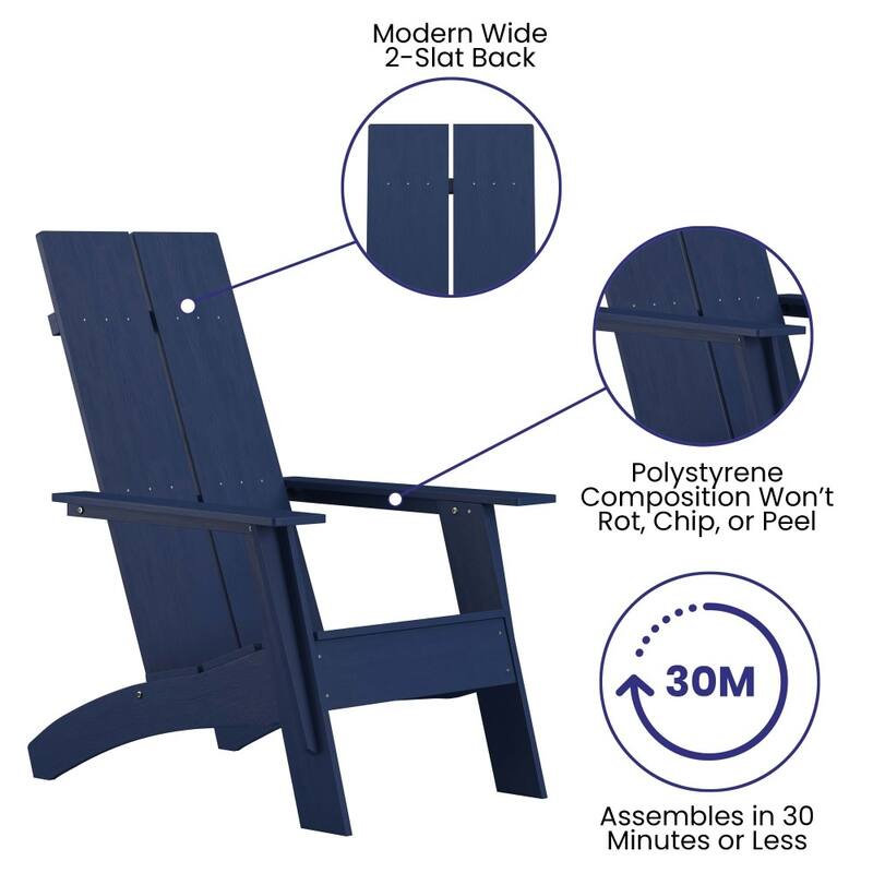 Modern Dual Slat Back Adirondack Style Patio Chair