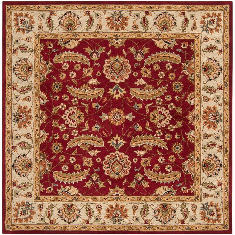 Hand-tufted Kaiser Red Wool Area Rug - 9'9" Square - 9'9" Square