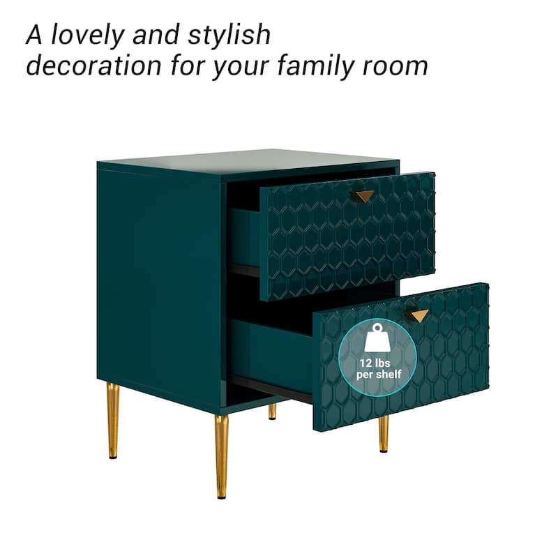 Morden Wood Furniture 2-Drawer Dresser Chest Side Table