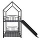 preview thumbnail 7 of 24, House Twin over Twin Metal Bunk Bed with Slide and Ladders, Black