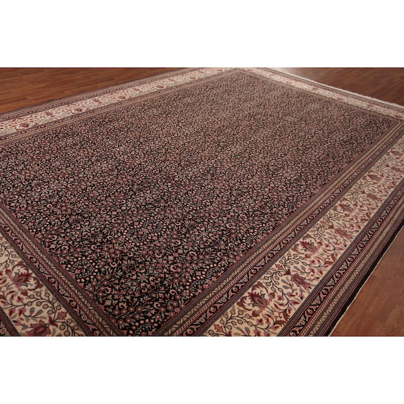 Black Anatolian Turkish Large Vintage Rug Hand-Knotted Wool Carpet - 10'0" X 13'7"