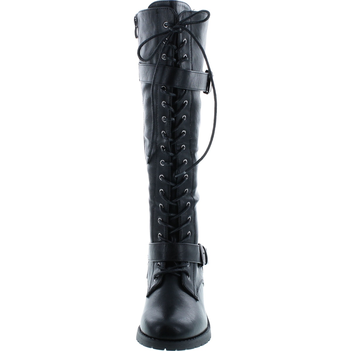 Womens Knee High Boots Lace Up Combat 