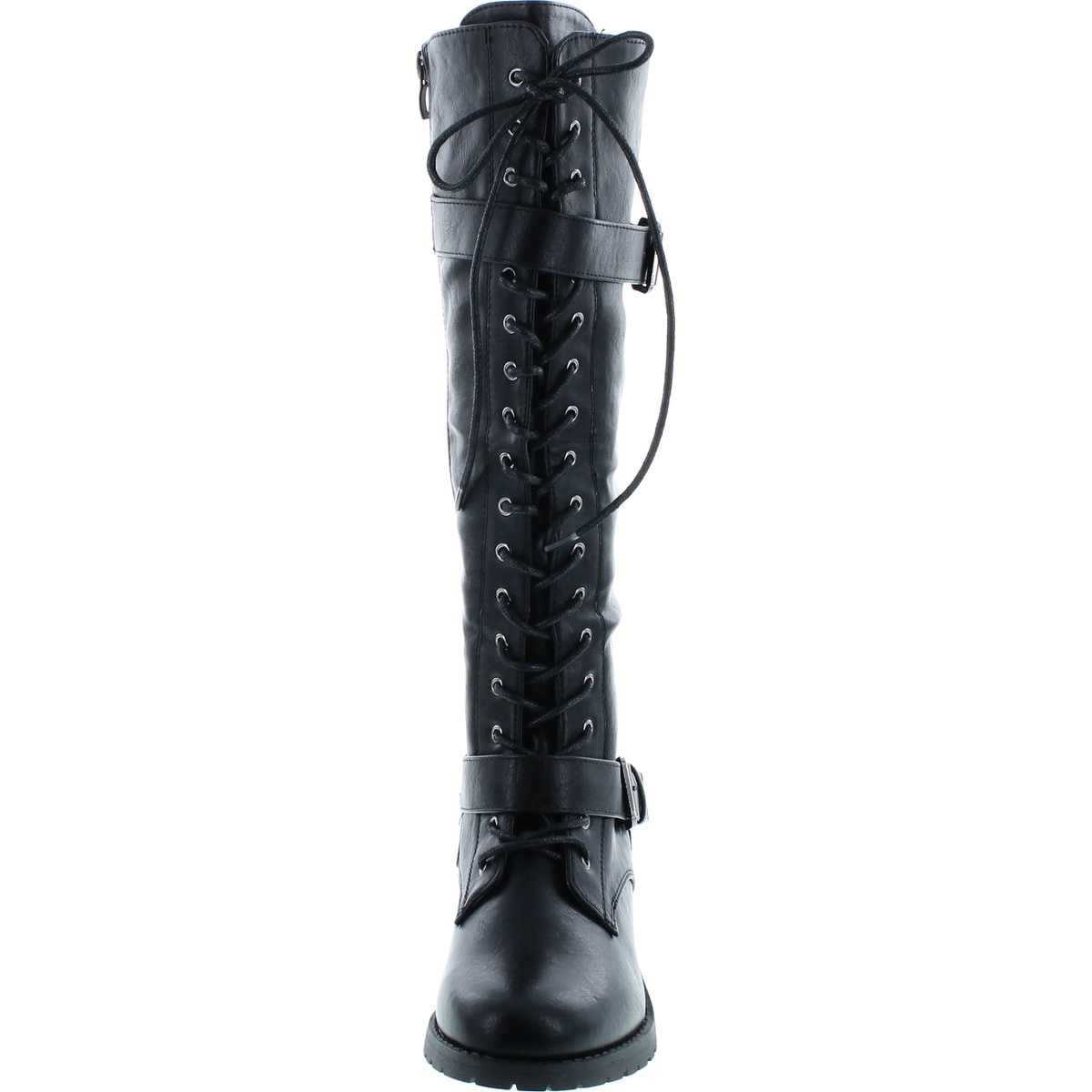 ladies black leather knee high boots