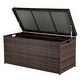 preview thumbnail 10 of 8, Outdoor 132 Gal. Rattan Deck Storage Box Brown
