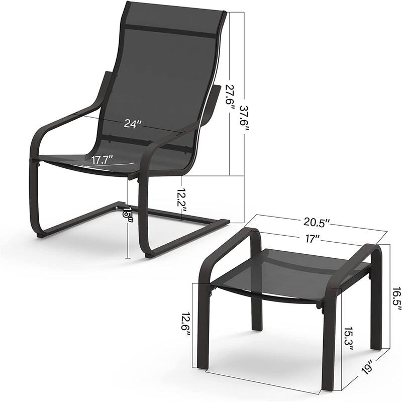 Outdoor Patio All-Weather Spring Motion Chair with Ottoman