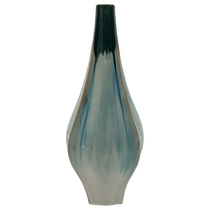 Stoneware Ceramic Decorative Vase with Ocean-Inspired Glaze Finish