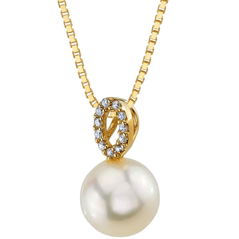 Oravo 14k Yellow Gold Freshwater Pearl Minimalist Pendant Necklace
