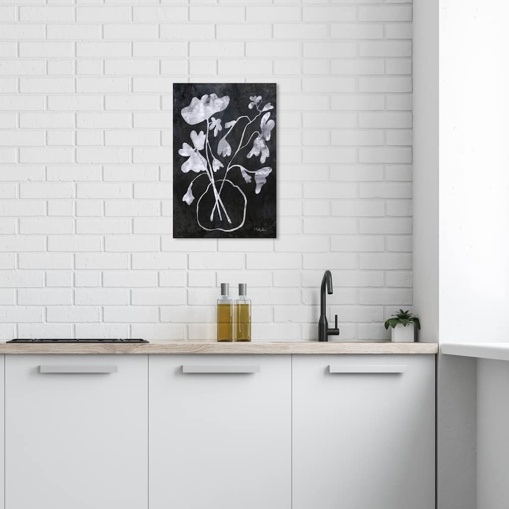 Wynwood Studio Canvas Floral and Botanical Anemone Vase III Black and Modern & Contemporary Wall Art Canvas Print