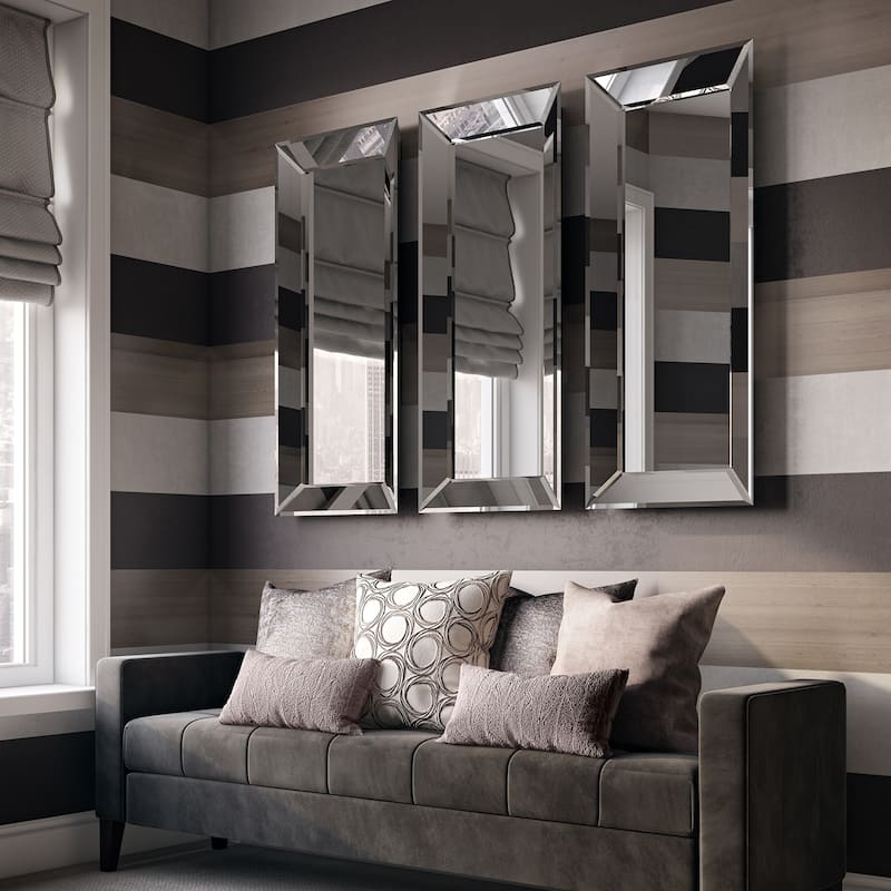 Allan Andrews Wood Framed Rectangular Pitched & Flared Dressing Mirror - Mirrored - 48"H x 20"W