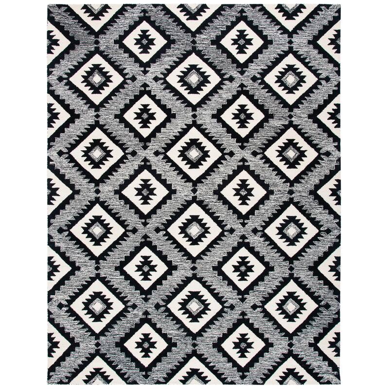 SAFAVIEH Handmade Aspen Marieta Bohemian & Eclectic Tribal Wool - 3' x 5' - Charcoal/Black - Runner/Rectangle